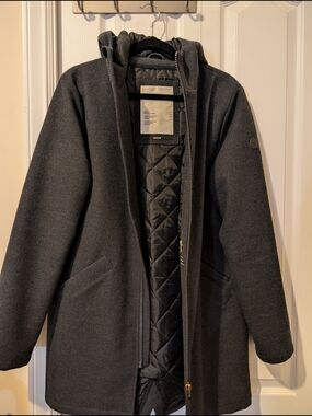 Revolution Men's Dark Gray Quilted Hooded Trench Coat